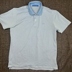 Southern Tide Men's Medium Blue Tide to Trail Polo Shirt Stretch Short Sleeve
